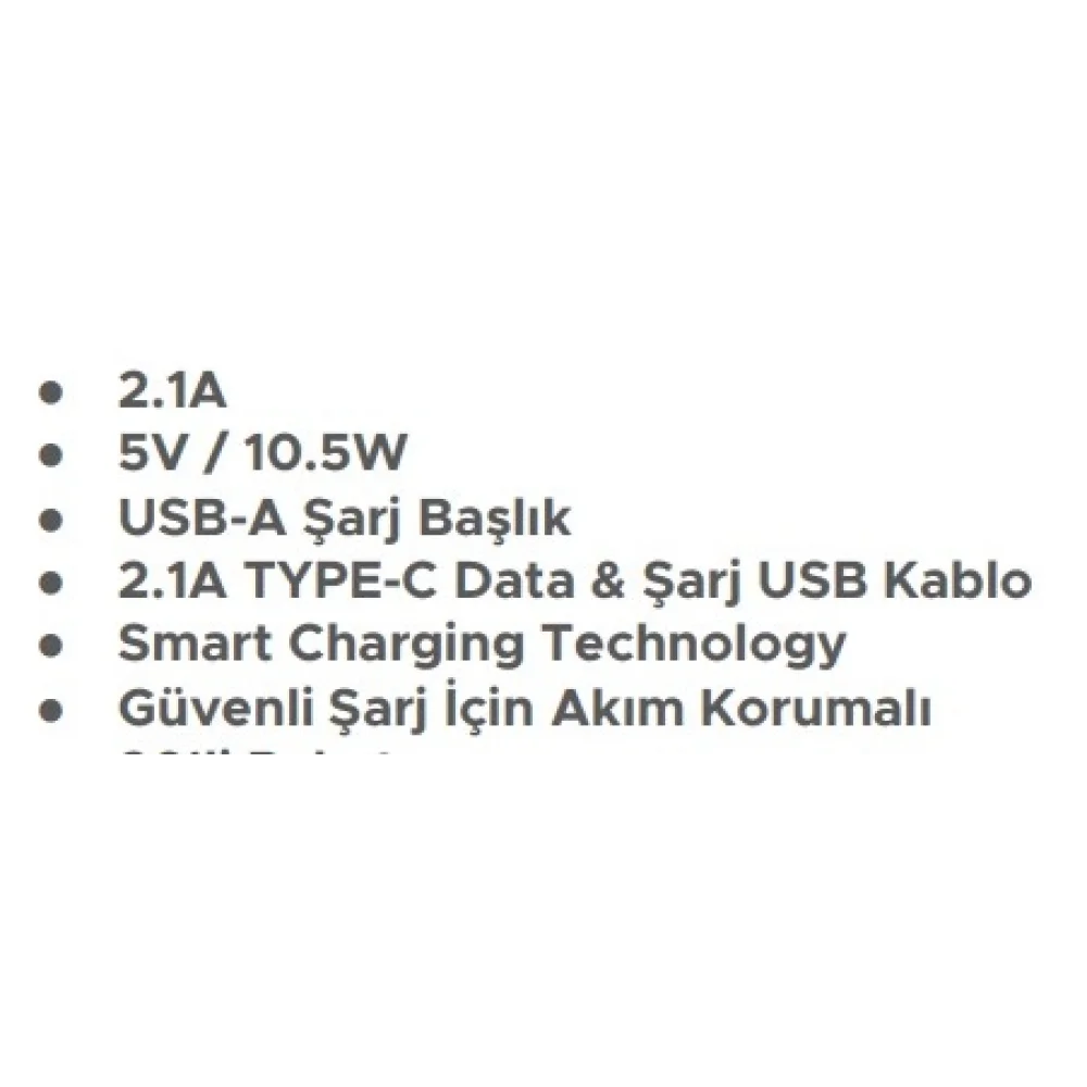 Shoamı Tel Aks.Şarj Adaptör Usb-A & Type-C Kablo Sh-21T 5V/10.5W