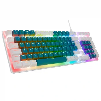 eMachines EAK100 Yeşil/Beyaz USB RGB Backlight RED SWITCH Mekanik Q 100 Tuşlu Compact Gaming Klavye