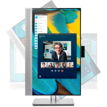 HP EliteDisplay E243M 5Ms 60Hz HDMI, Dp, Vga 1920X1080 Gümüş Ips Web camera + Stero hoparlörlü Kurumsal 2.El Ofis Monitörü