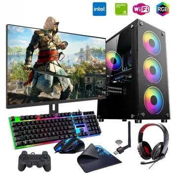 iNTEL i5 4N 8GB Ram 480GB SSD 4GB GTX1050TI 24 Monitörlü Oyun Bilgisayarı (Gaming SET)