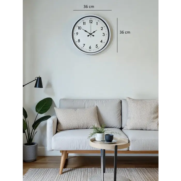 36 Cm Beyaz Dekoratif Duvar Saati
