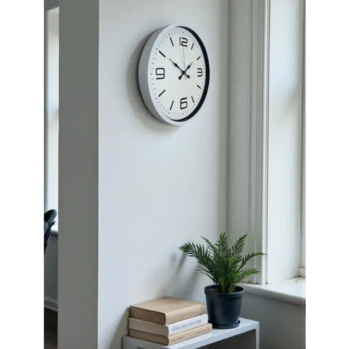 36 Cm Beyaz Modern Dekoratif Duvar Saati