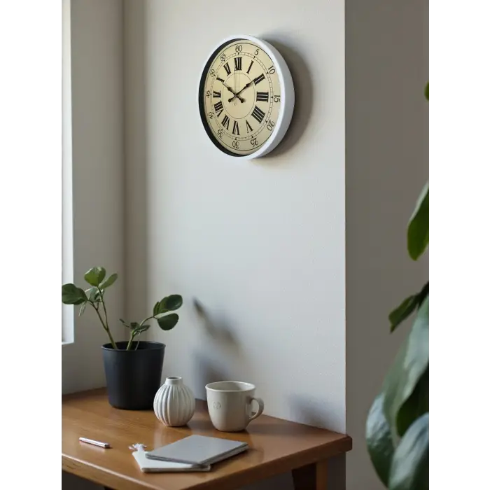 36 Cm Beyaz Retro Dekoratif Duvar Saati