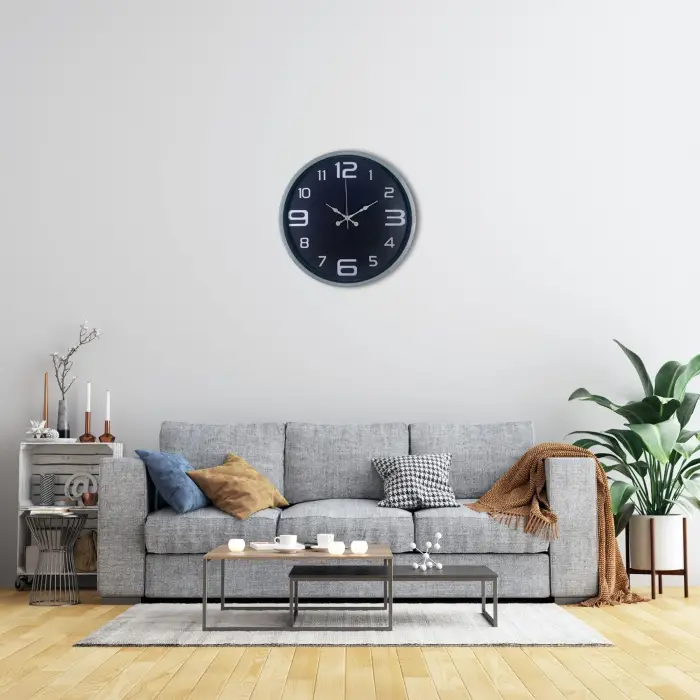 36 Cm Gri Dekoratif Duvar Saati