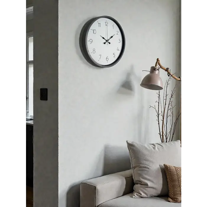 36 Cm Gri Dekoratif Duvar Saati