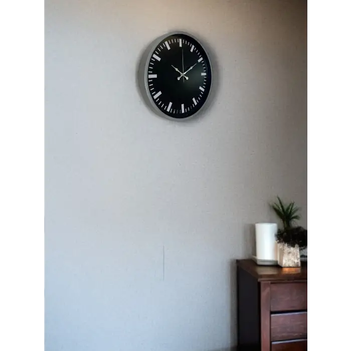 36 Cm Gri Dekoratif Duvar Saati