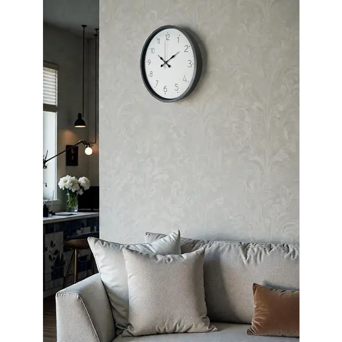 36 Cm Gri Dekoratif Duvar Saati