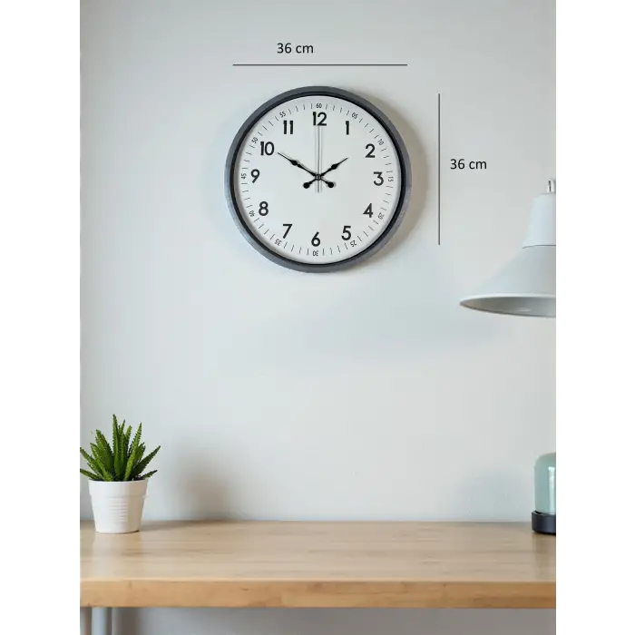 36 Cm Gri Dekoratif Duvar Saati