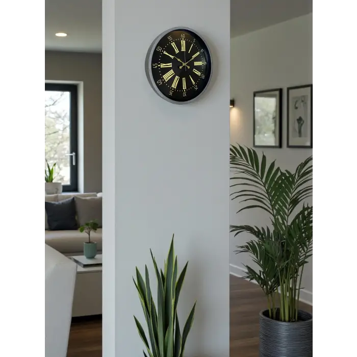 36 Cm Gri Şık Dekoratif Duvar Saati