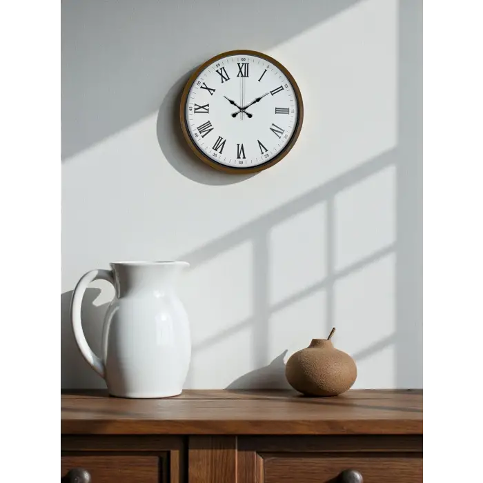 36 Cm Kahverengi Dekoratif Duvar Saati