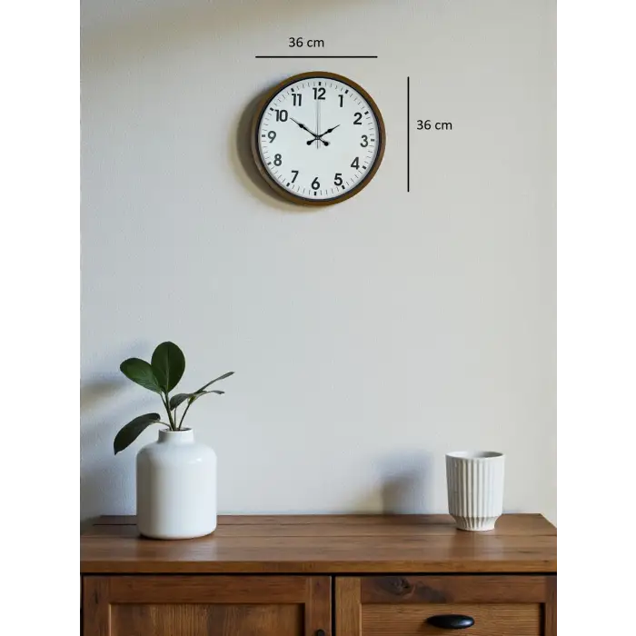 36 Cm Kahverengi Dekoratif Duvar Saati
