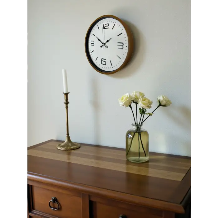 36 Cm Kahverengi Modern Dekoratif Duvar Saati