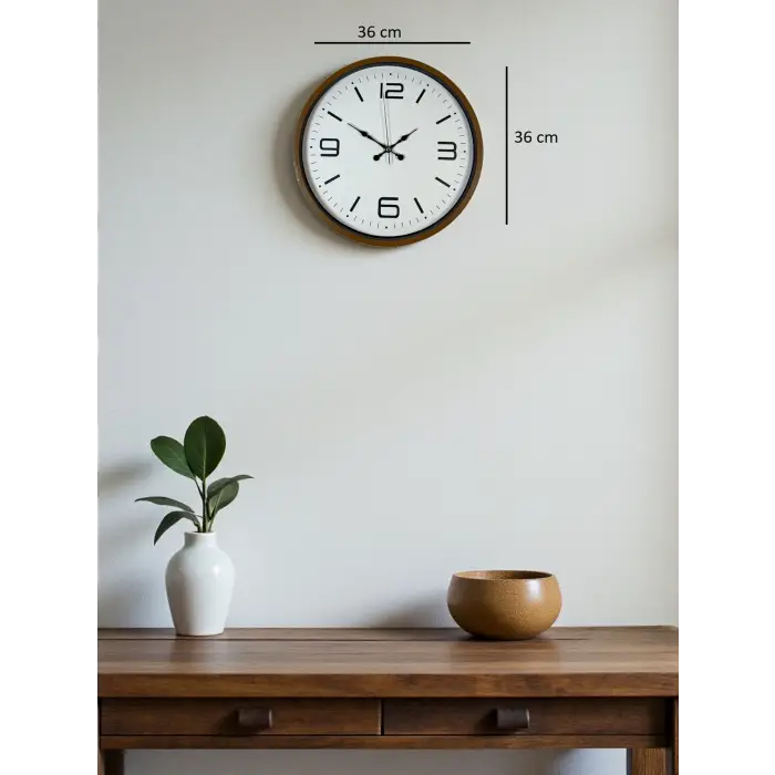36 Cm Kahverengi Modern Dekoratif Duvar Saati