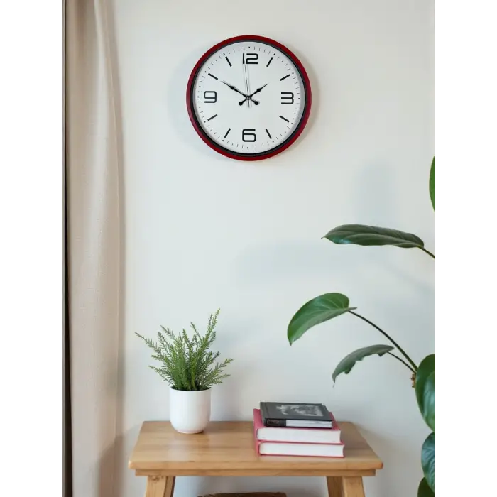 36 Cm Kırmızı Modern Dekoratif Duvar Saati