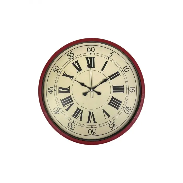 36 Cm Kırmızı Retro Duvar Saati