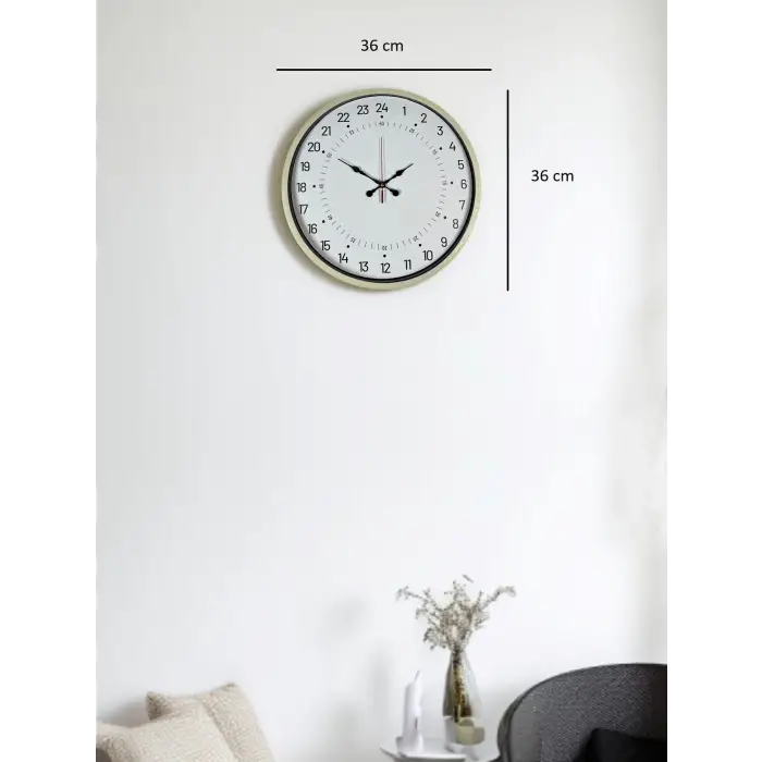36 Cm Krem 24 Saat Göstergeli Duvar Saati
