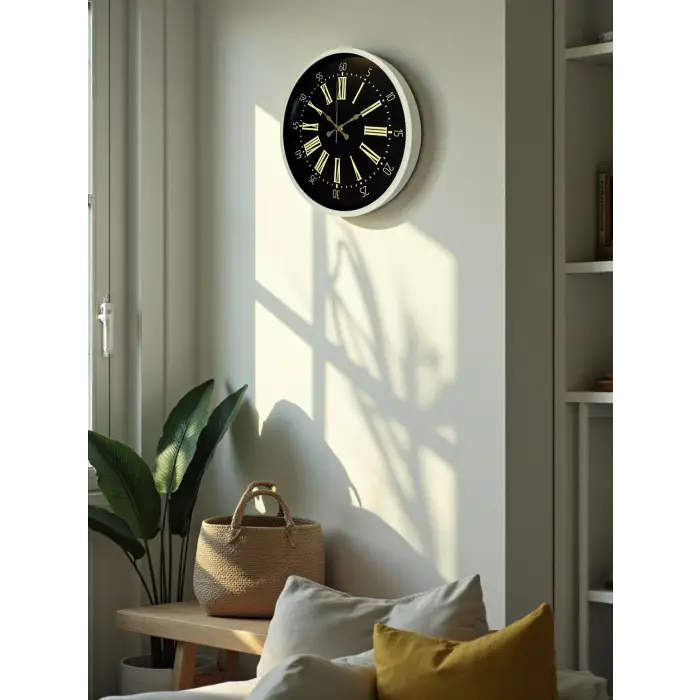 36 Cm Krem Dekoratif Duvar Saati