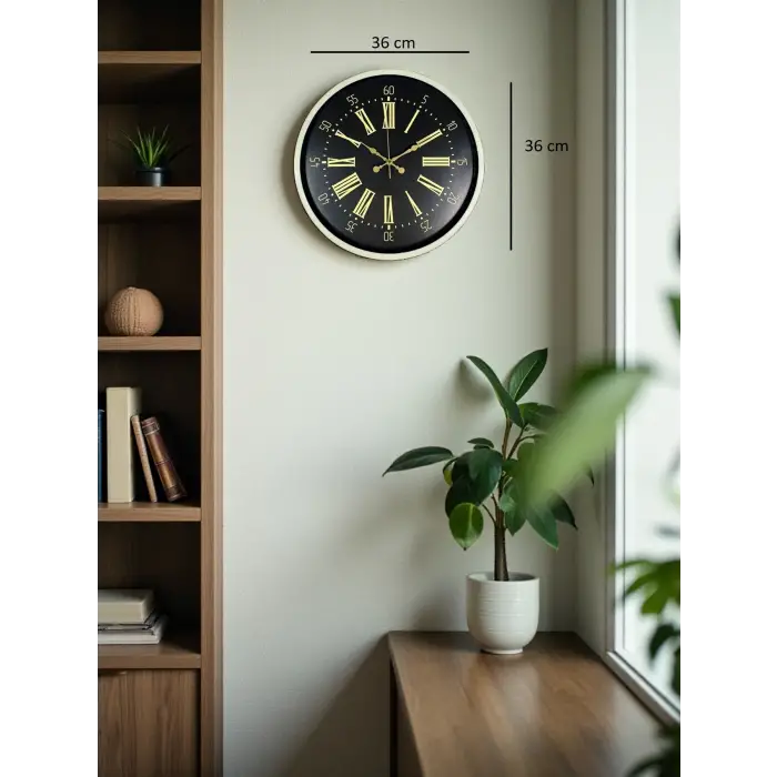 36 Cm Krem Dekoratif Duvar Saati