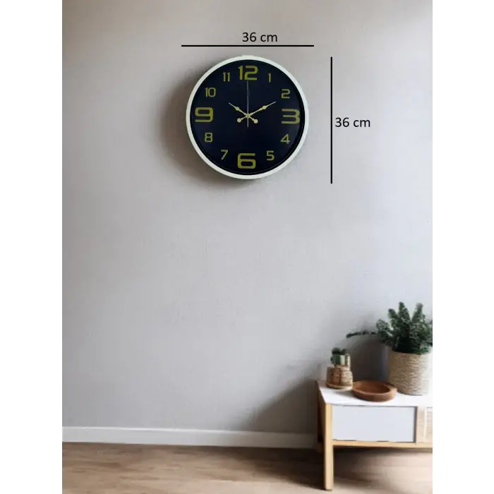 36 Cm Krem Gold Rakamlı Duvar Saati
