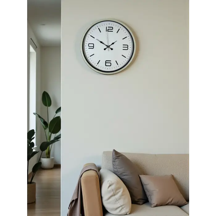 36 Cm Krem Modern Dekoratif Duvar Saati