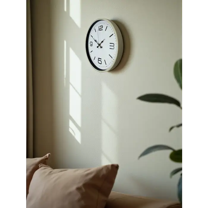 36 Cm Krem Modern Dekoratif Duvar Saati