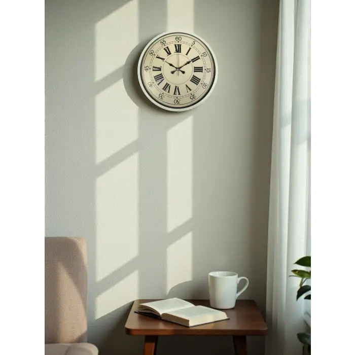 36 Cm Krem Retro Tasarım Duvar Saati