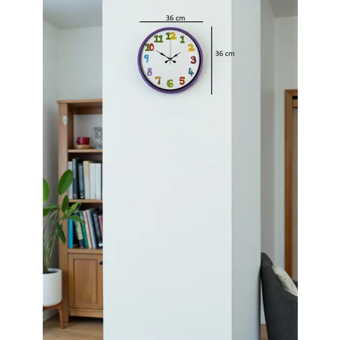 36 Cm Mor Çocuk Odası Duvar Saati