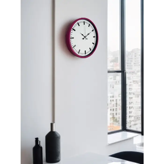 36 Cm Pembe Dekoratif Duvar Saati