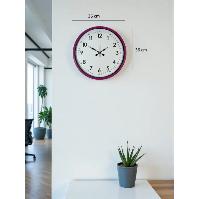 36 Cm Pembe Dekoratif Duvar Saati