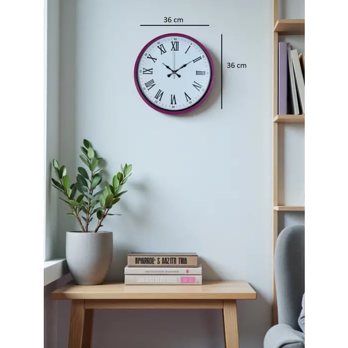 36 Cm Pembe Roma Rakamlı Duvar Saati