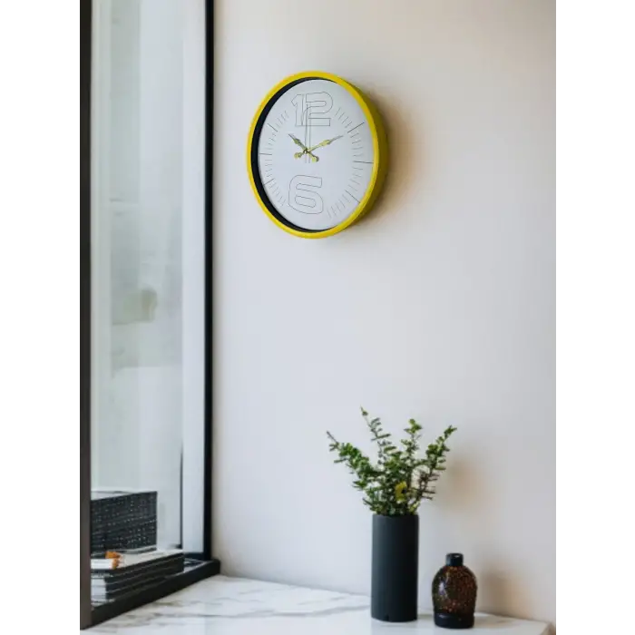 36 Cm Sarı Dekoratif Duvar Saati