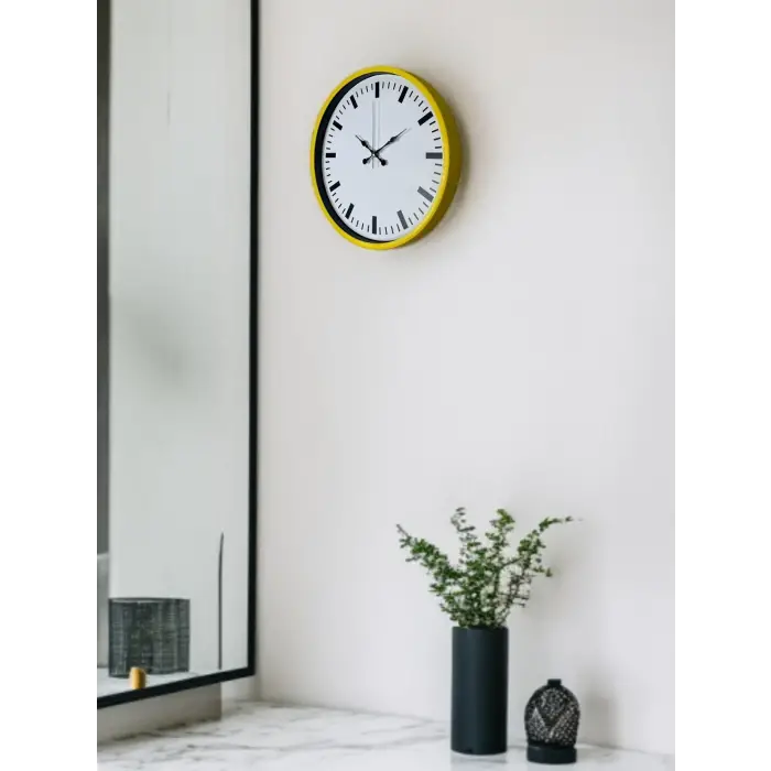 36 Cm Sarı Dekoratif Duvar Saati