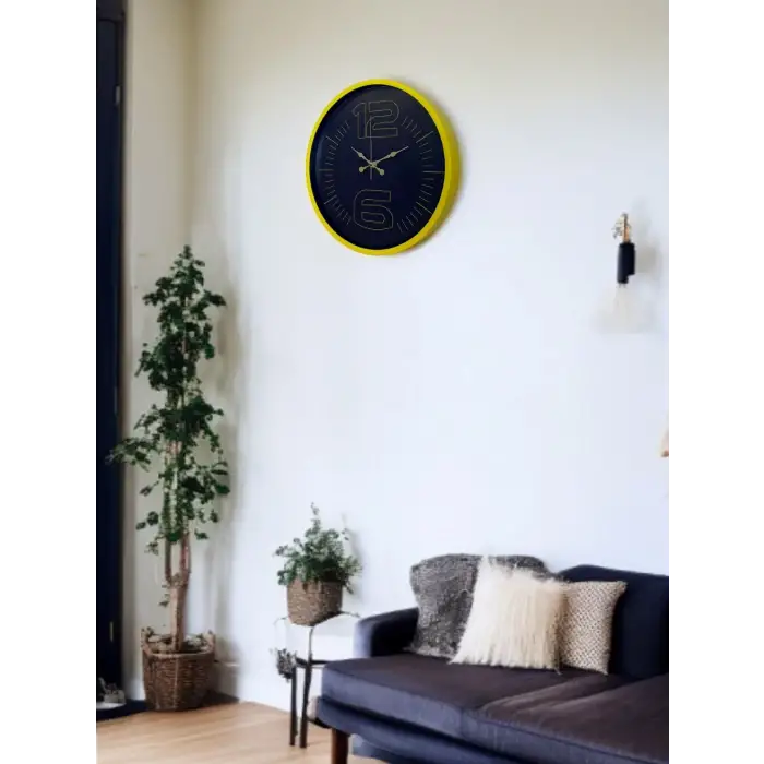 36 Cm Sarı Dekoratif Duvar Saati