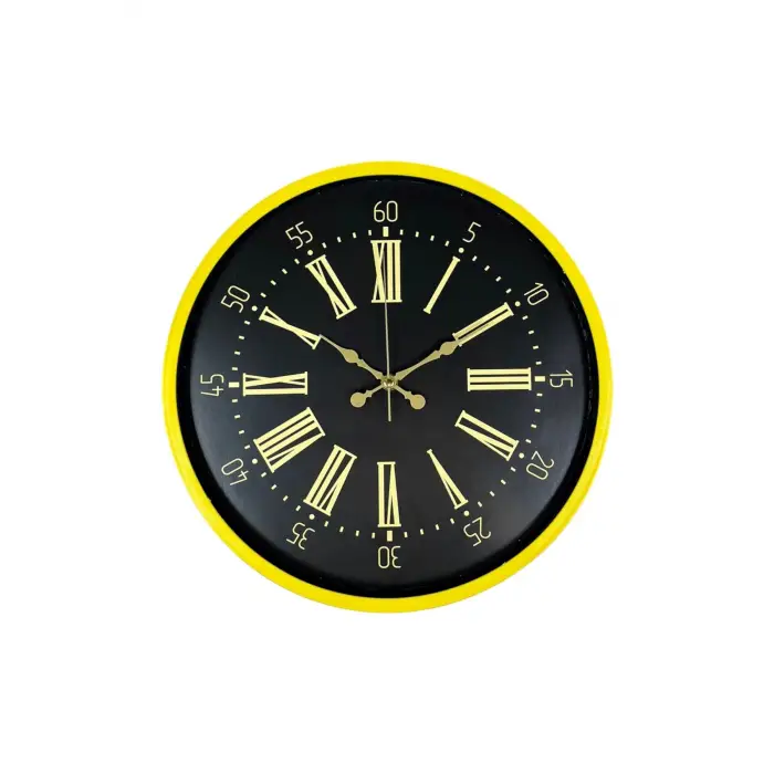 36 Cm Sarı Modern Duvar Saati