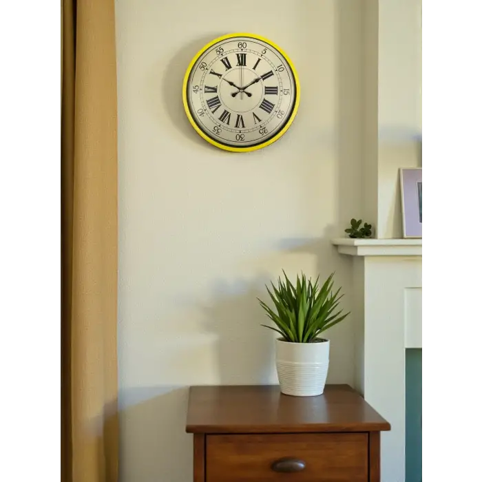 36 Cm Sarı Retro Duvar Saati