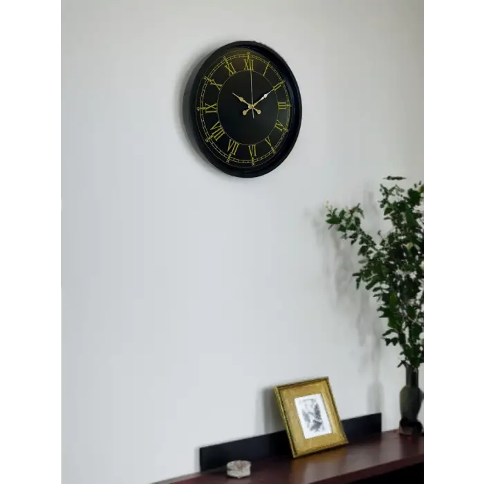 36 Cm Siyah Dekoratif Duvar Saati