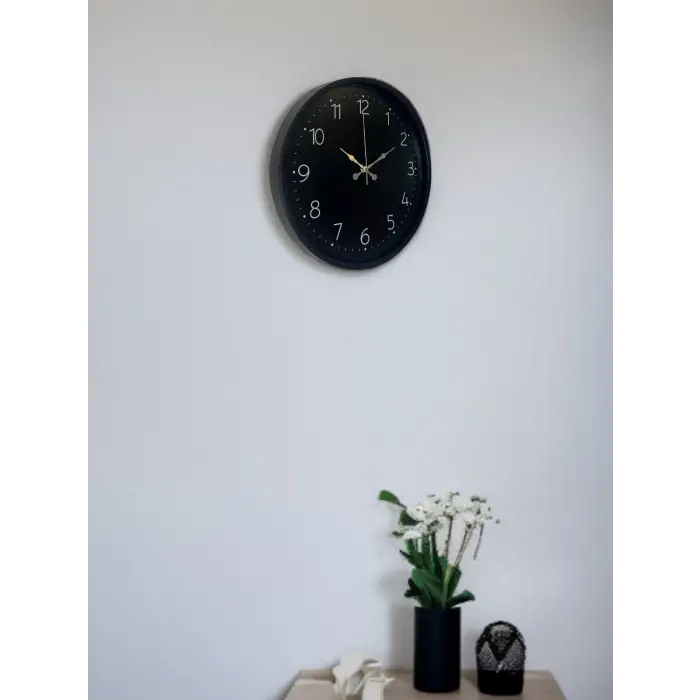 36 Cm Siyah Dekoratif Duvar Saati