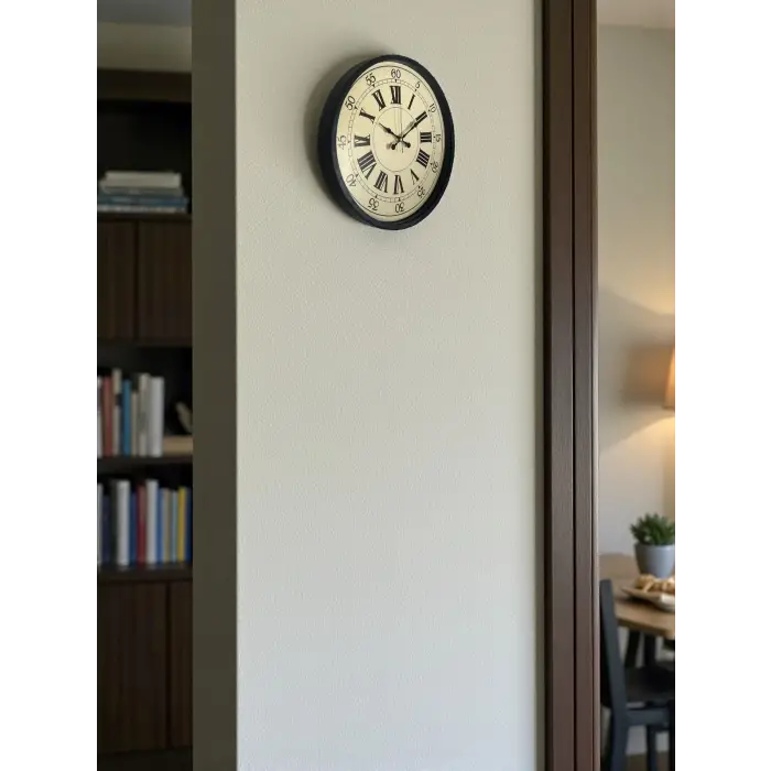 36 Cm Siyah Retro Tasarım Duvar Saati