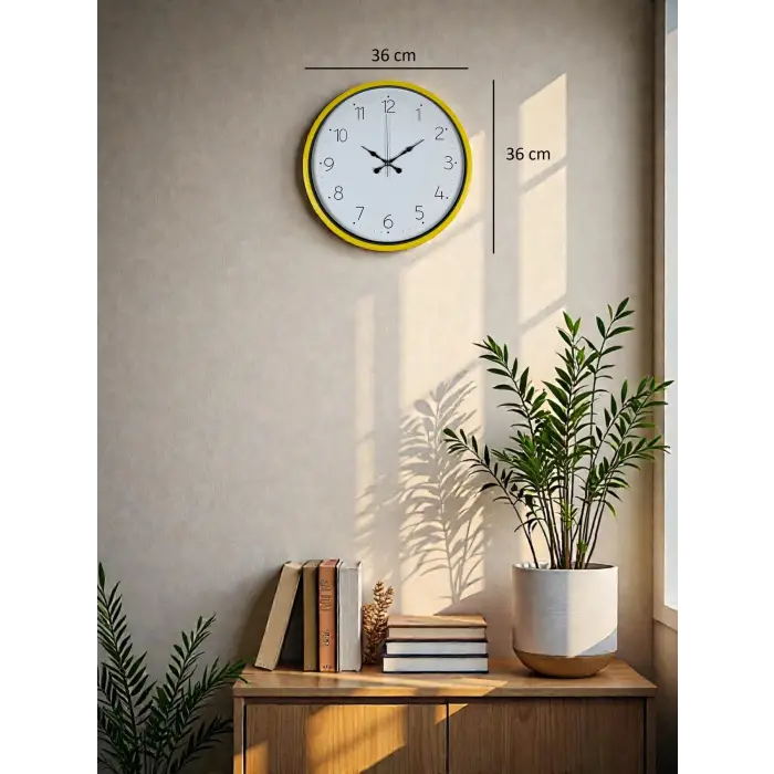 36 Cm Standart Sarı Duvar Saati