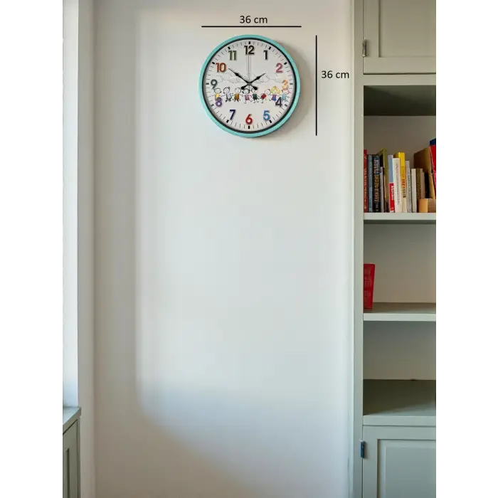 36 Cm Turkuaz Çocuk Odası Duvar Saati
