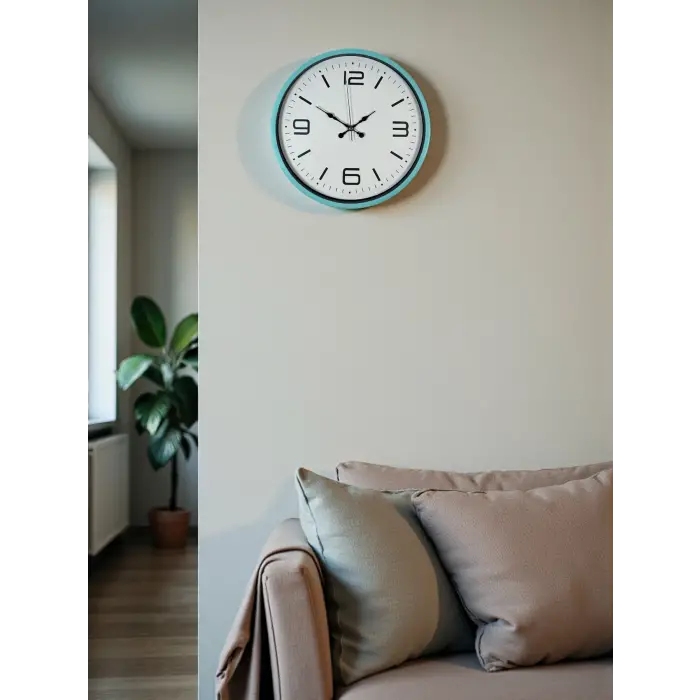 36 Cm Turkuaz Dekoratif Duvar Saati
