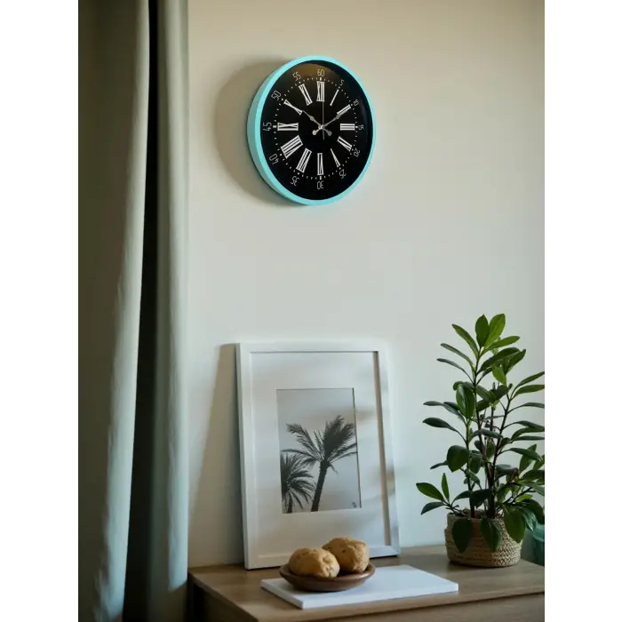 36 Cm Turkuaz Dekoratif Duvar Saati