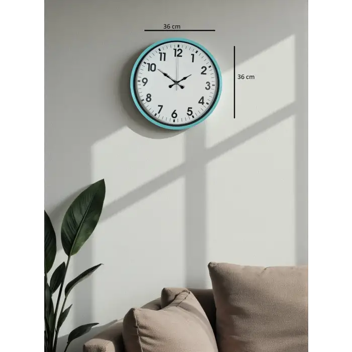 36 Cm Turkuaz Dekoratif Duvar Saati