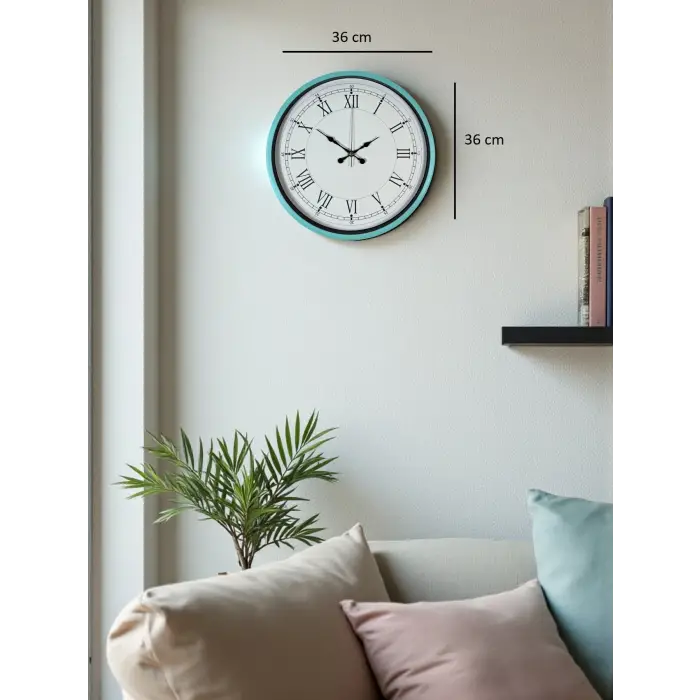 36 Cm Turkuaz Dekoratif Duvar Saati