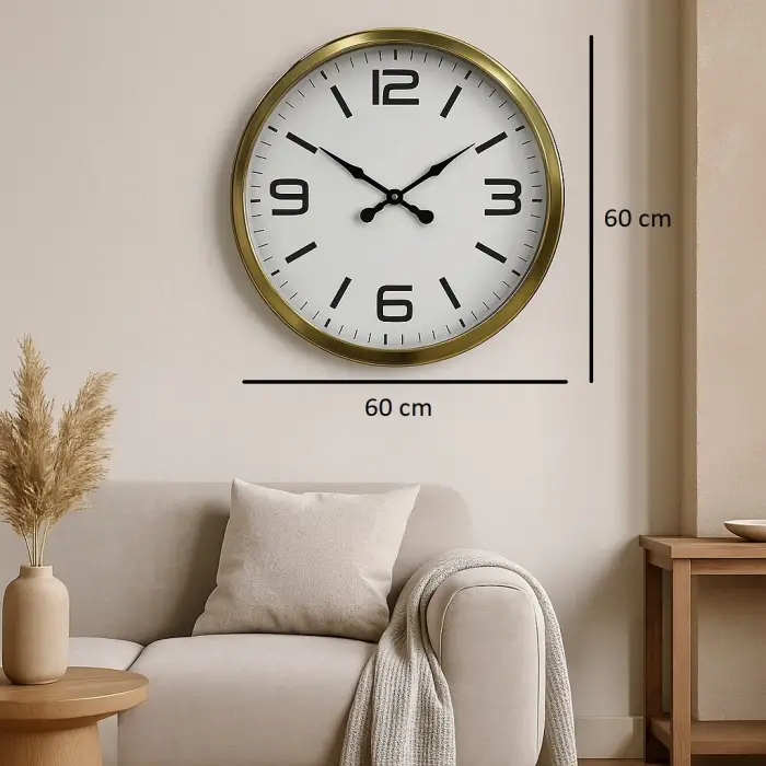 60 cm Gold Metal Dekoratif Duvar Saati