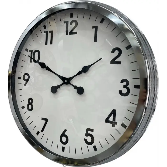 60 cm Krom Metal Duvar Saati
