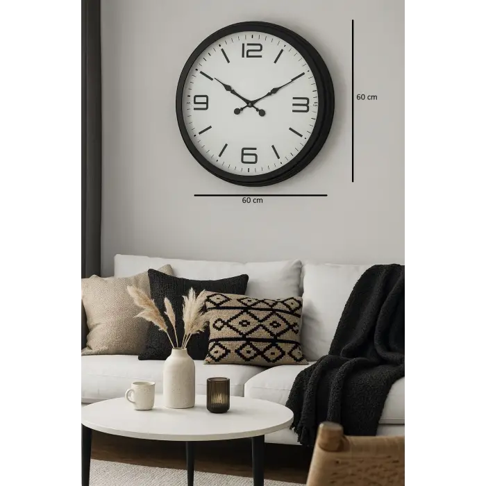 60 cm Siyah Metal Dizayn Duvar Saati