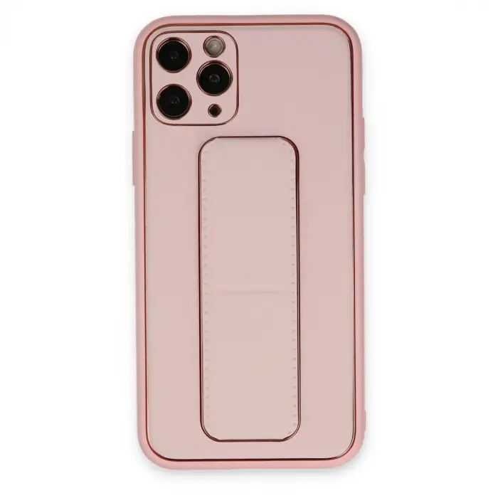 Apple İphone 11 Pro Max Kılıf Coco Deri Standlı Kapak - Pembe