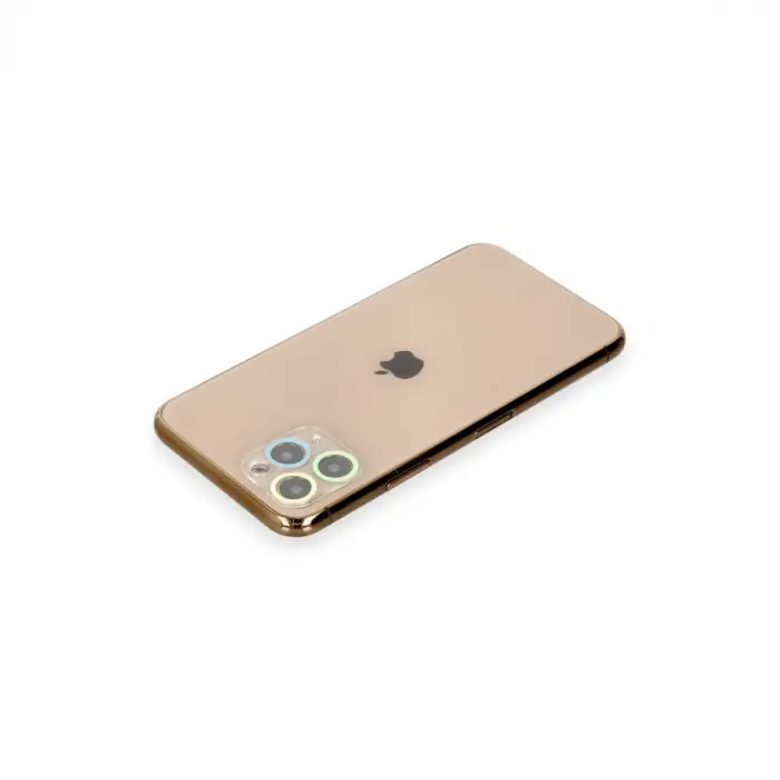 Apple İphone 11 Pro Max Renkli Kamera Lens Koruma Cam - Yeşil-sarı