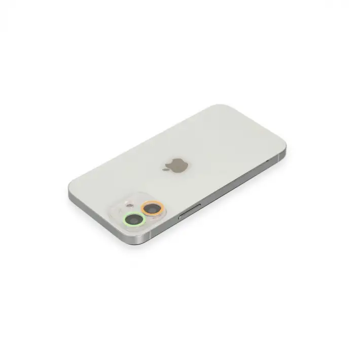 Apple İphone 12 Mini Renkli Kamera Lens Koruma Cam - Turuncu-yeşil